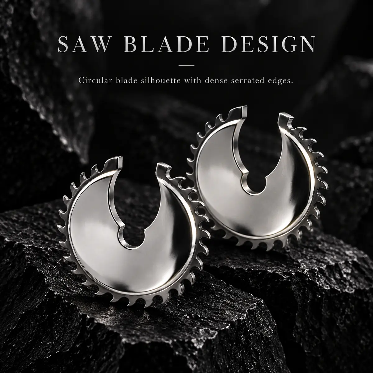 Circular Saw Blade Ear Cuff, No Piercing Punk Ear Clip, Industrial Gothic Statement Jewelry for Women & Men - product image