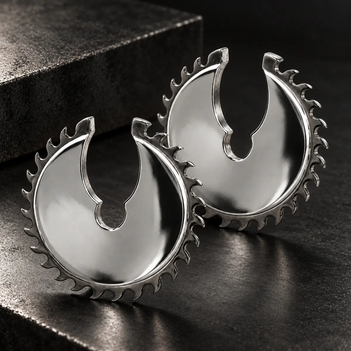 Circular Saw Blade Ear Cuff, No Piercing Punk Ear Clip, Industrial Gothic Statement Jewelry for Women & Men - product image