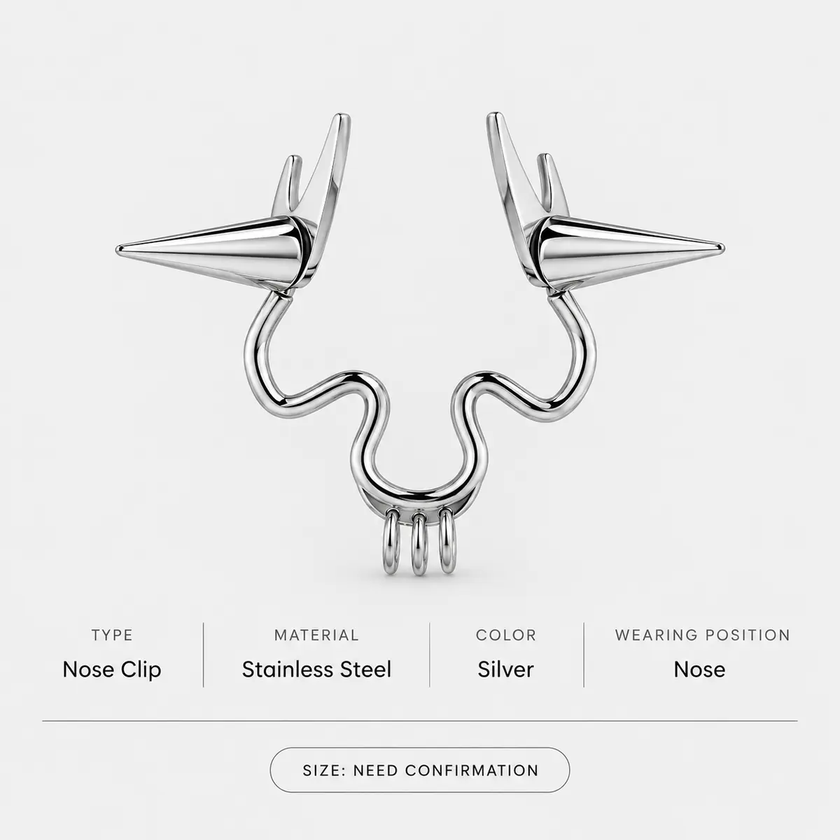 Spike Cone Fake Septum Ring, No Piercing Nose Clip, Punk Alternative Faux Nose Ring for Women & Men - product image