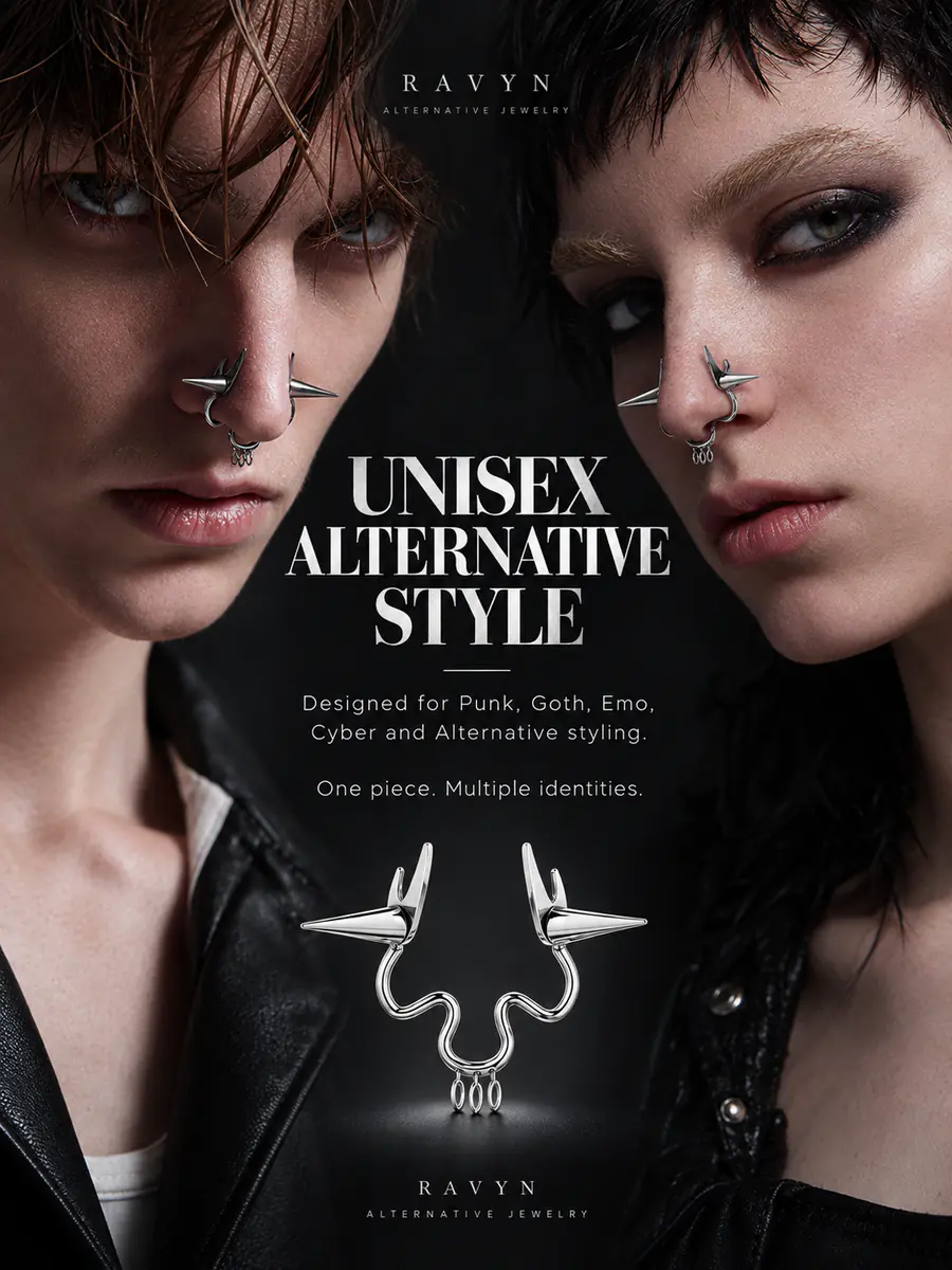 Spike Cone Fake Septum Ring, No Piercing Nose Clip, Punk Alternative Faux Nose Ring for Women & Men - product image