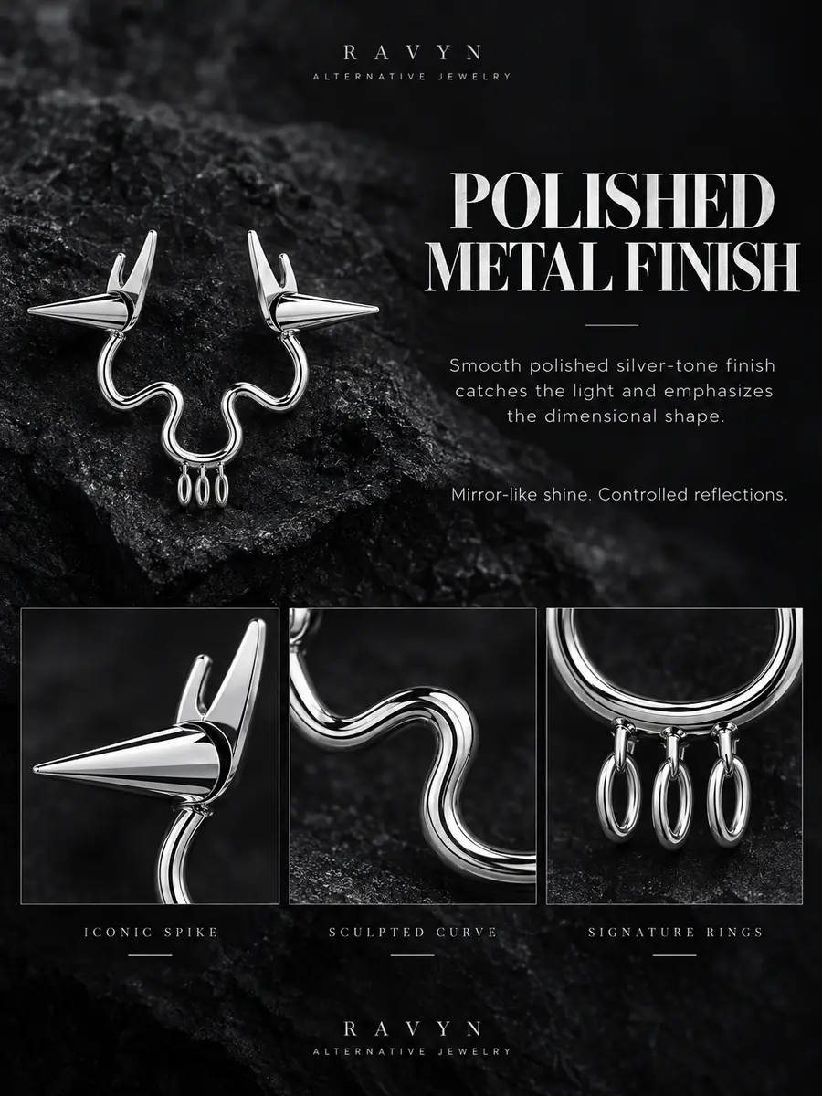 Spike Cone Fake Septum Ring, No Piercing Nose Clip, Punk Alternative Faux Nose Ring for Women & Men - product image