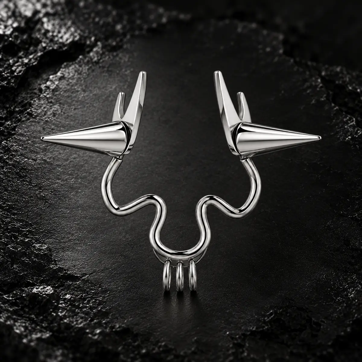 Spike Cone Fake Septum Ring, No Piercing Nose Clip, Punk Alternative Faux Nose Ring for Women & Men - product image