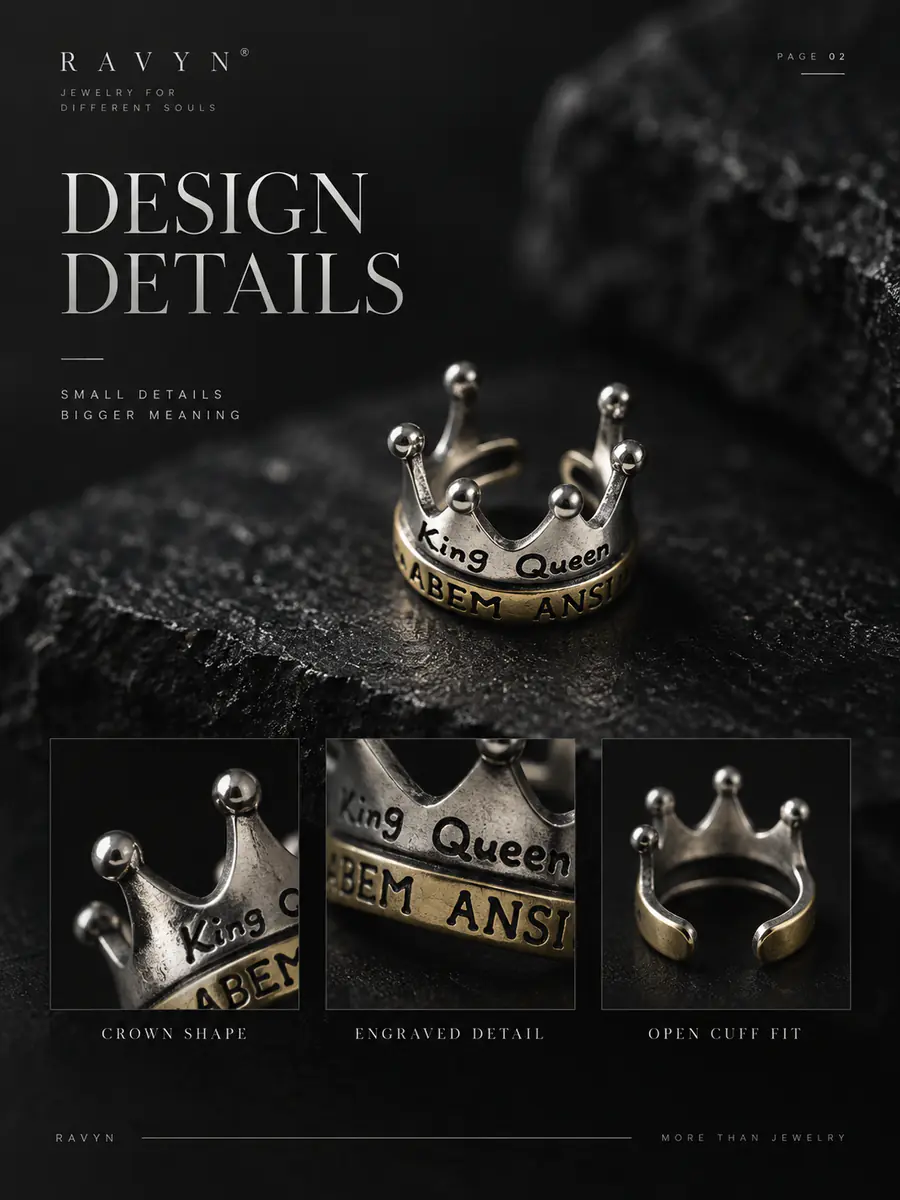 Crown Ear Cuff, No Piercing Royal Cartilage Clip, Minimalist Punk Statement Ear Jewelry - product image