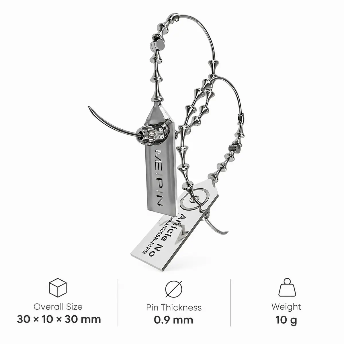 Industrial Punk Safety Pin Tag Earrings, Asymmetrical ID Tag Dangle Earrings, Edgy Alternative Y2K Jewelry - product image