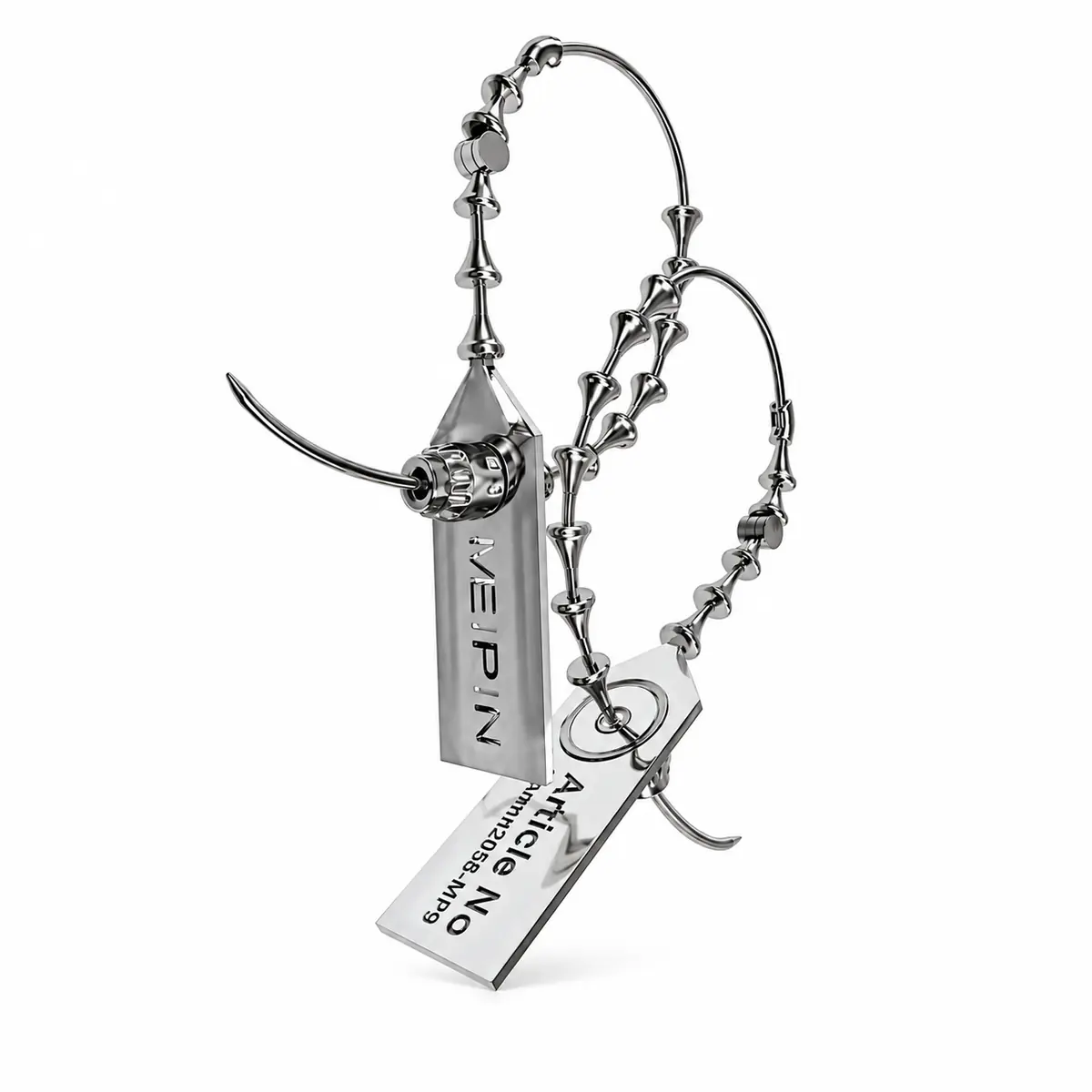 Industrial Punk Safety Pin Tag Earrings, Asymmetrical ID Tag Dangle Earrings, Edgy Alternative Y2K Jewelry - 1_pcs