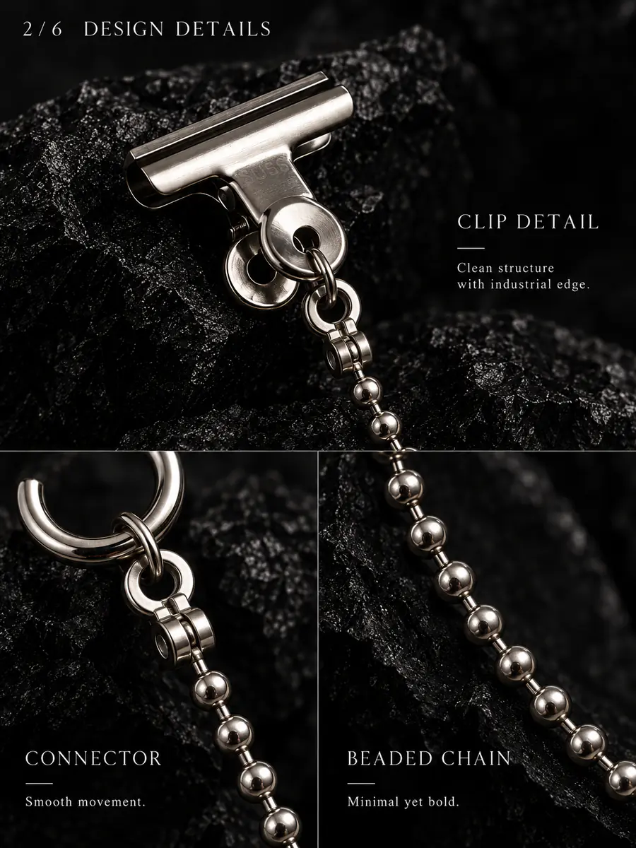 Punk Ball Chain Clip Earring, Hoop Earring with Garment Clip, Industrial Alternative Jewelry - product image