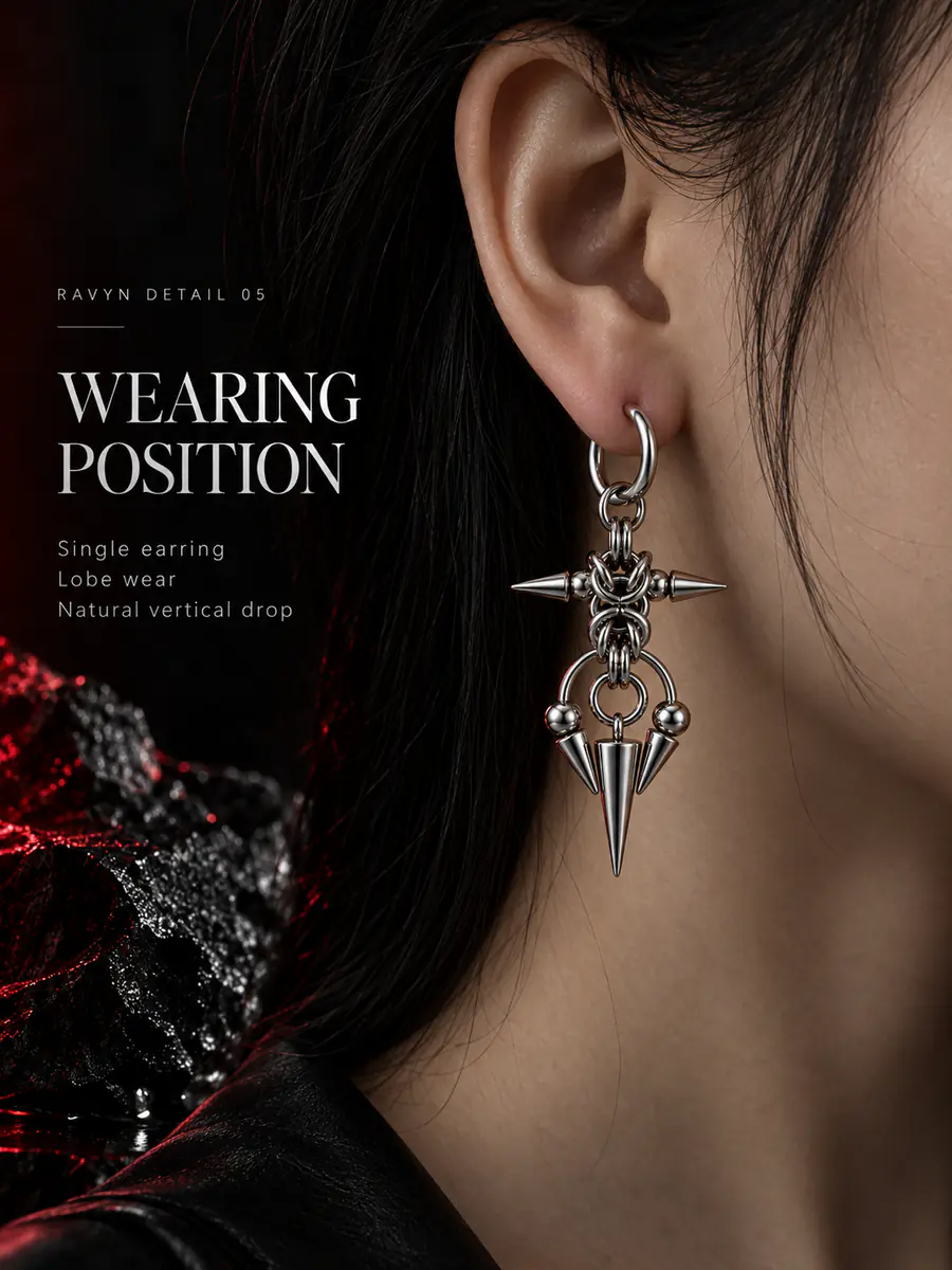 Punk Spike Horseshoe Dangle Earrings, Industrial Grunge Statement Earrings, Y2K Alternat - product image