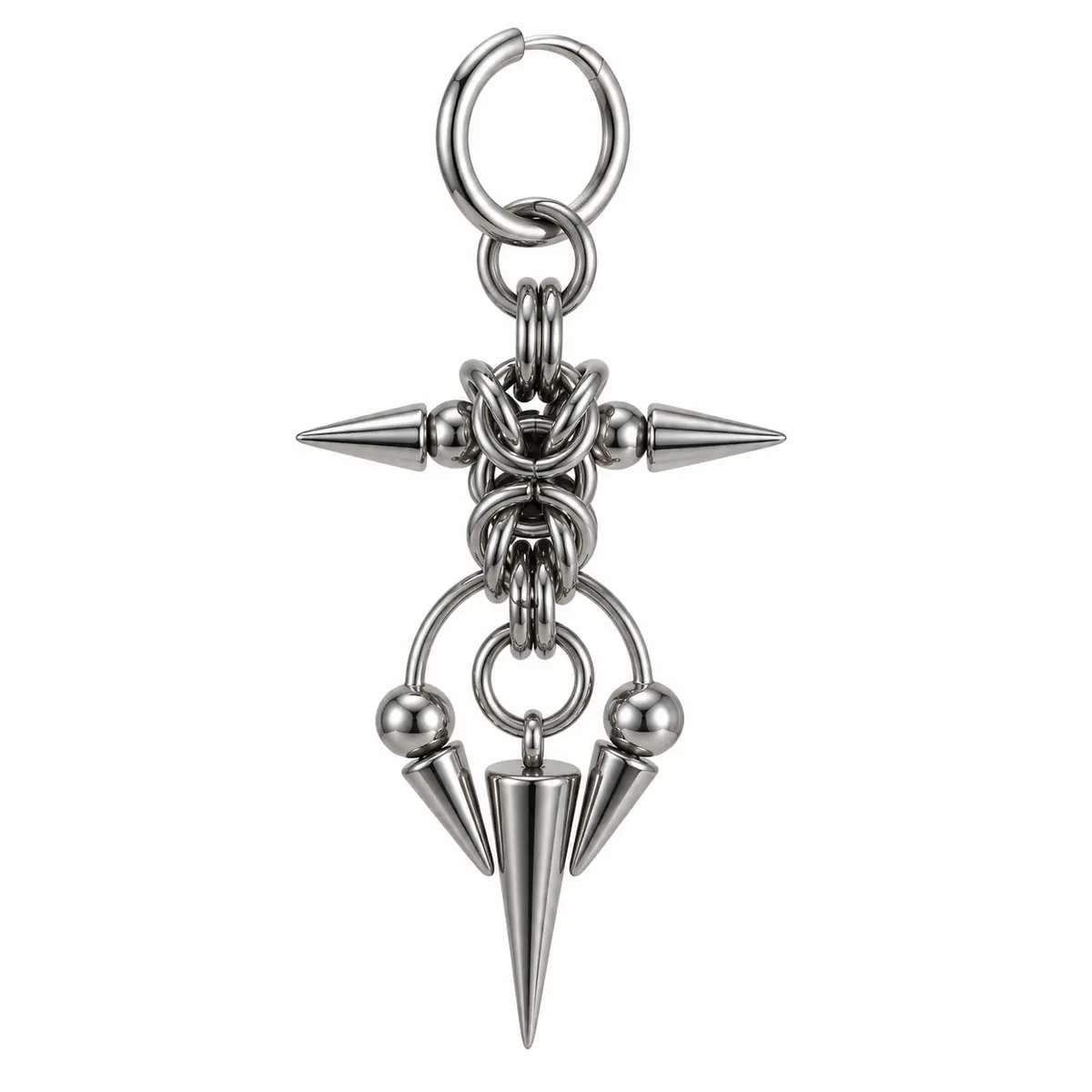 Punk Spike Horseshoe Dangle Earrings, Industrial Grunge Statement Earrings, Y2K Alternat - 1_pcs