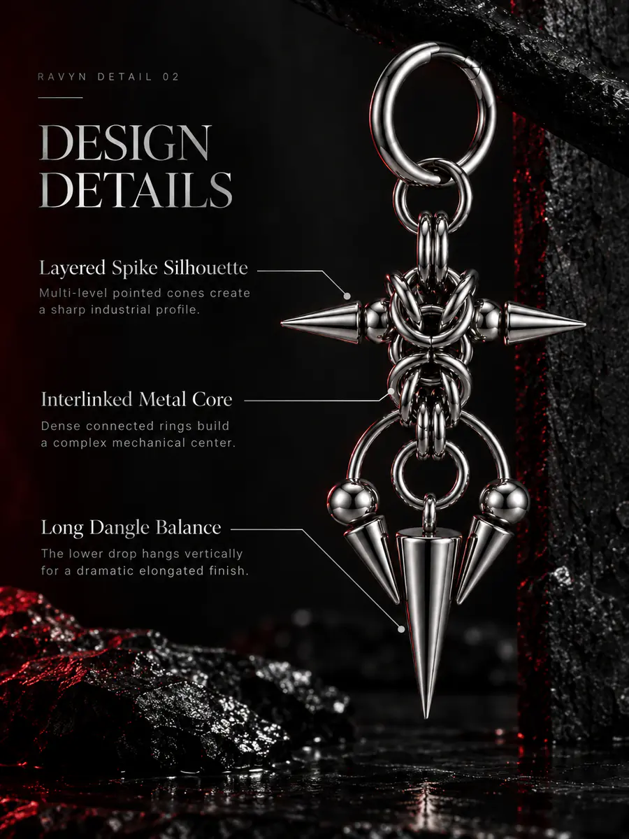 Punk Spike Horseshoe Dangle Earrings, Industrial Grunge Statement Earrings, Y2K Alternat - product image