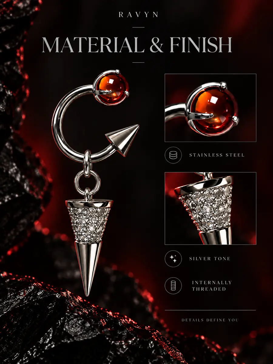 Punk Cone Spike Dangle Earrings, Crystal Stud Drop Earrings, Edgy Gothic Alternative Unisex Jewelry - product image