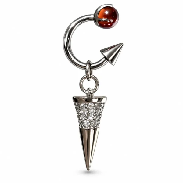 Punk Cone Spike Dangle Earrings, Crystal Stud Drop Earrings, Edgy Gothic Alternative Unisex Jewelry