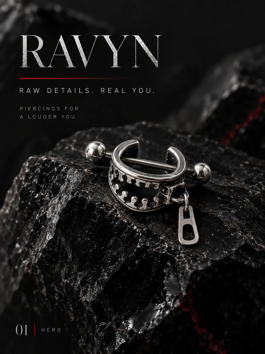 Zipper Charm Cartilage Barbell, Titanium Steel Helix Piercing Earring, Punk Industrial Alternative Ear Jewelry - product image