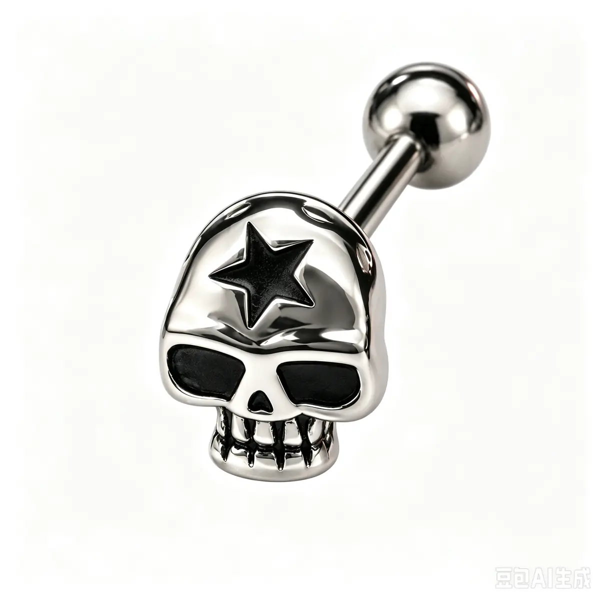 Skull Tongue Ring, Titanium Steel Skull Barbell, External Thread Gothic Tongue Piercing Jewelry - 1_pcs 1.6/12mm