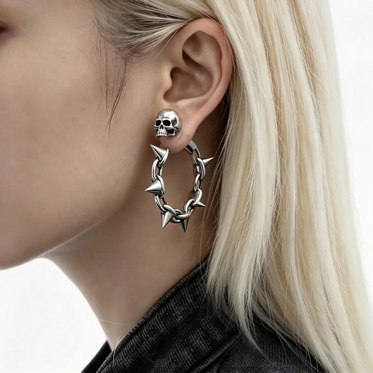 Spike Rivet Stud Earrings Alloy Independent Design Punk Subculture Streetwear Unisex Jewelry - product image