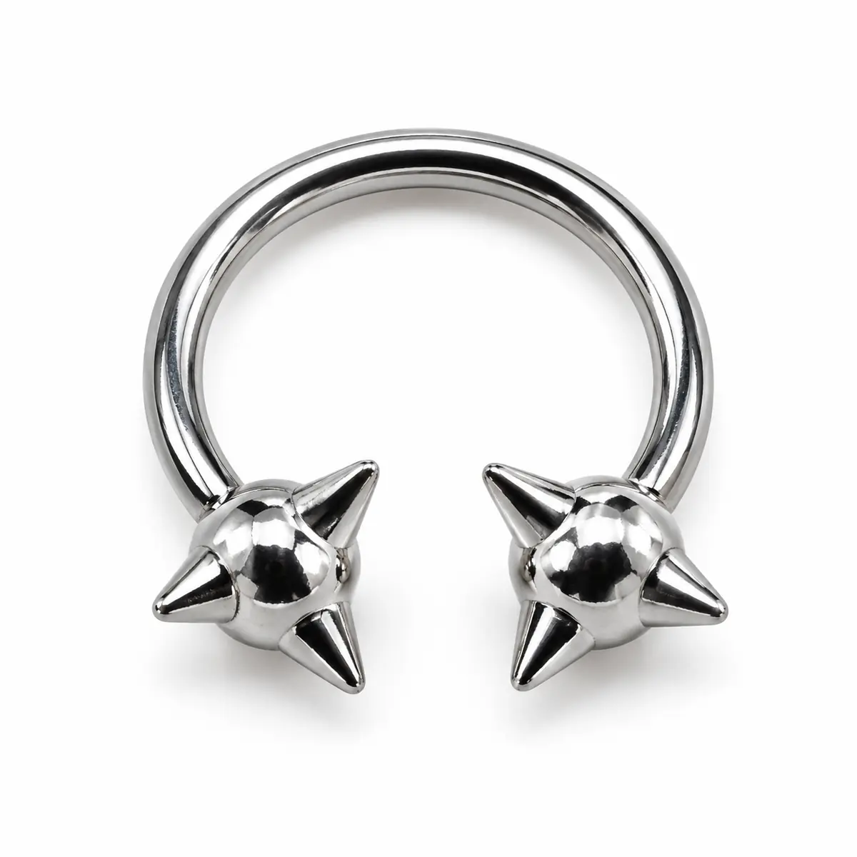 Punk Edgy Baddie Horseshoe C-Ring, Titanium Steel Spiked Ball, Dual Use Lip & Helix Piercing Jewelry - 1_pcs 1.2/8mm