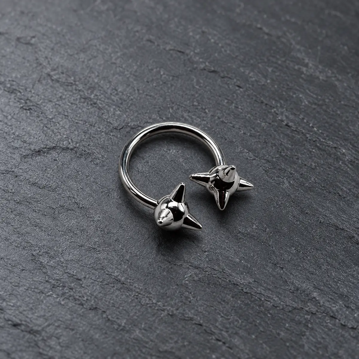 Punk Edgy Baddie Horseshoe C-Ring, Titanium Steel Spiked Ball, Dual Use Lip & Helix Piercing Jewelry - product image