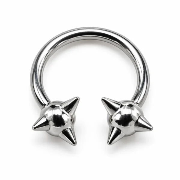 Punk Edgy Baddie Horseshoe C-Ring, Titanium Steel Spiked Ball, Dual Use Lip & Helix Piercing Jewelry