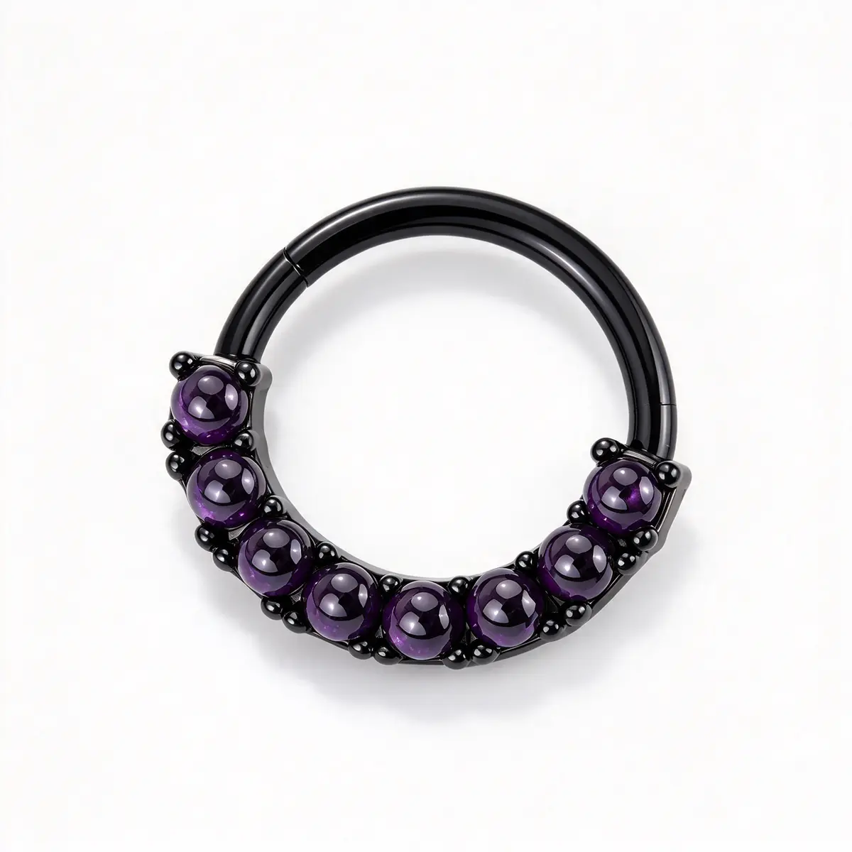 Runaway Princess Mystic Purple Titanium Steel Piercing Set, Plain Septum Ring & Tooth Design Cartilage Studs, Edgy European Baddie Jewelry - Purple CZ Hoop - 1 PCS 1.2/10mm