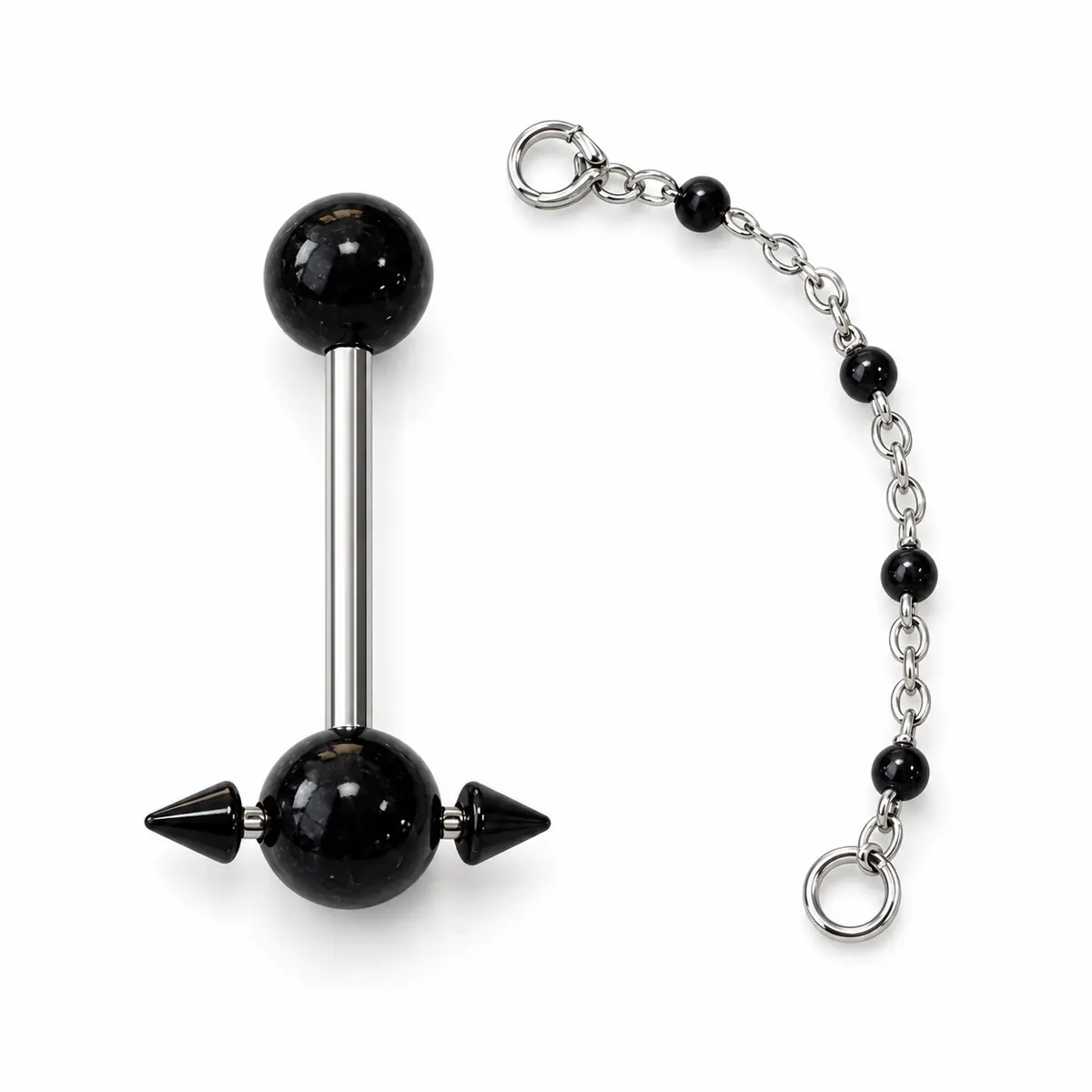 Punk Cyberpunk Tongue Ring, Barbell & Chain, Daily Wear Friendly, Edgy Baddie Piercing Jewelry - 1_pcs 1.6/12mm