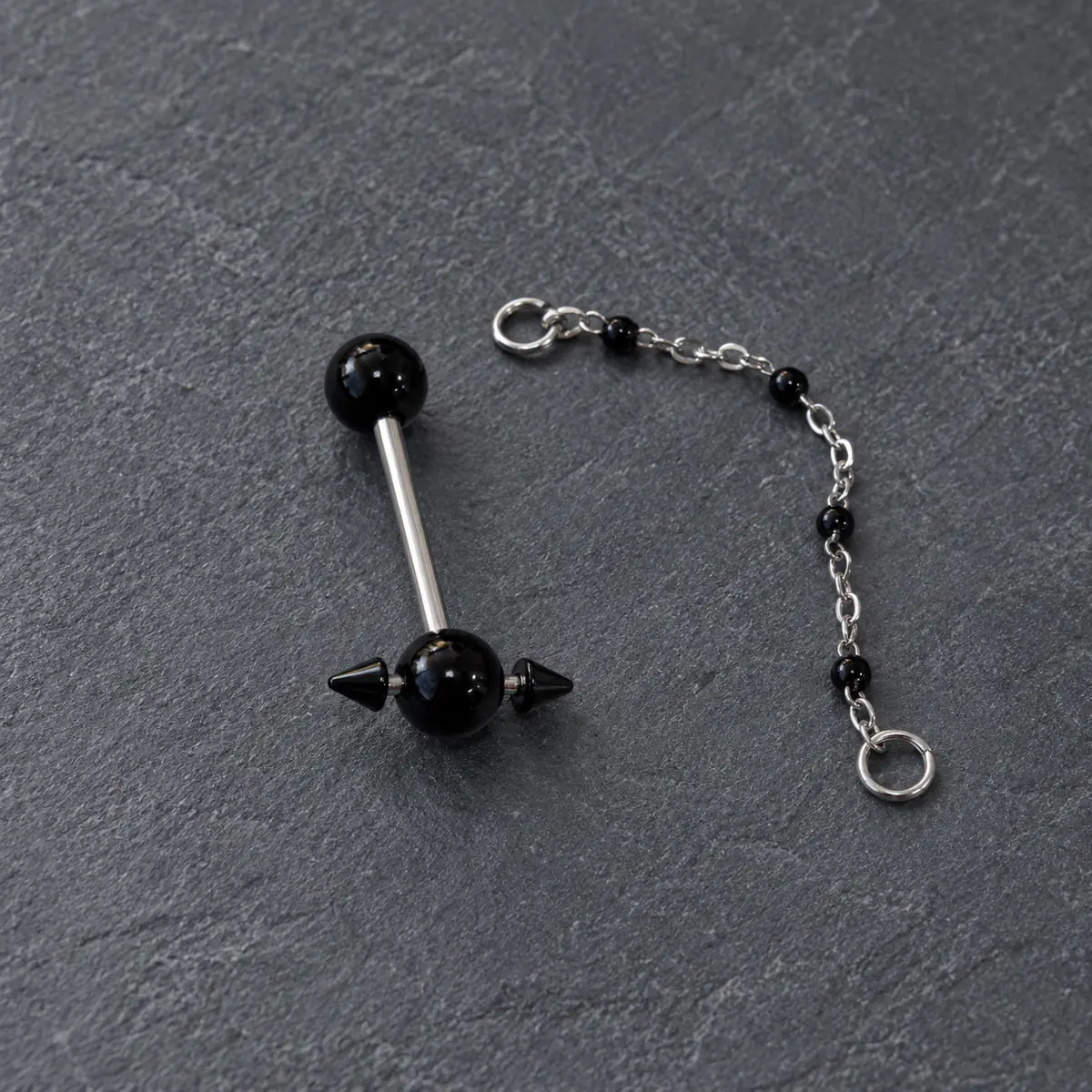 Punk Cyberpunk Tongue Ring, Barbell & Chain, Daily Wear Friendly, Edgy Baddie Piercing Jewelry - product image