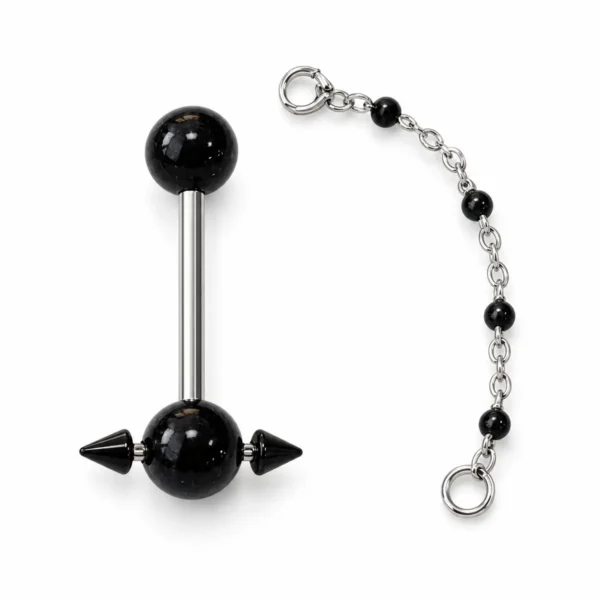 Punk Cyberpunk Tongue Ring, Barbell & Chain, Daily Wear Friendly, Edgy Baddie Piercing Jewelry