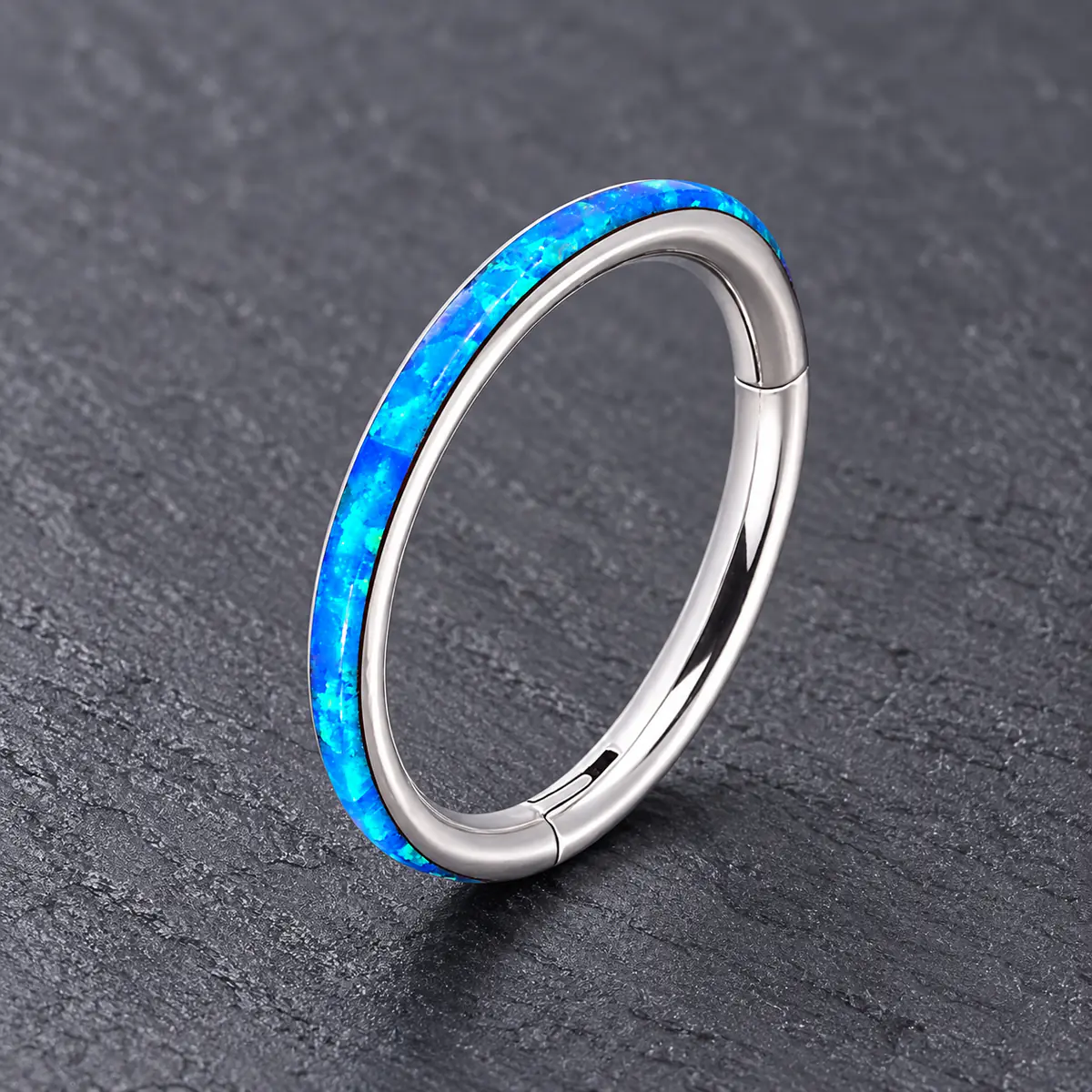 Sparkling Opal Clicker Piercing Jewelry, Multi-Use Lip Cartilage Ring, Minimalist Plain Band Daily Wear - product image