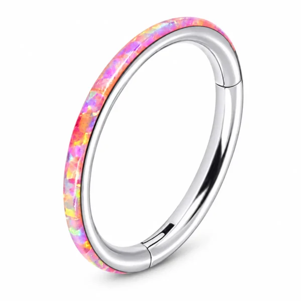 Sparkling Opal Clicker Piercing Jewelry, Multi-Use Lip Cartilage Ring, Minimalist Plain Band Daily Wear