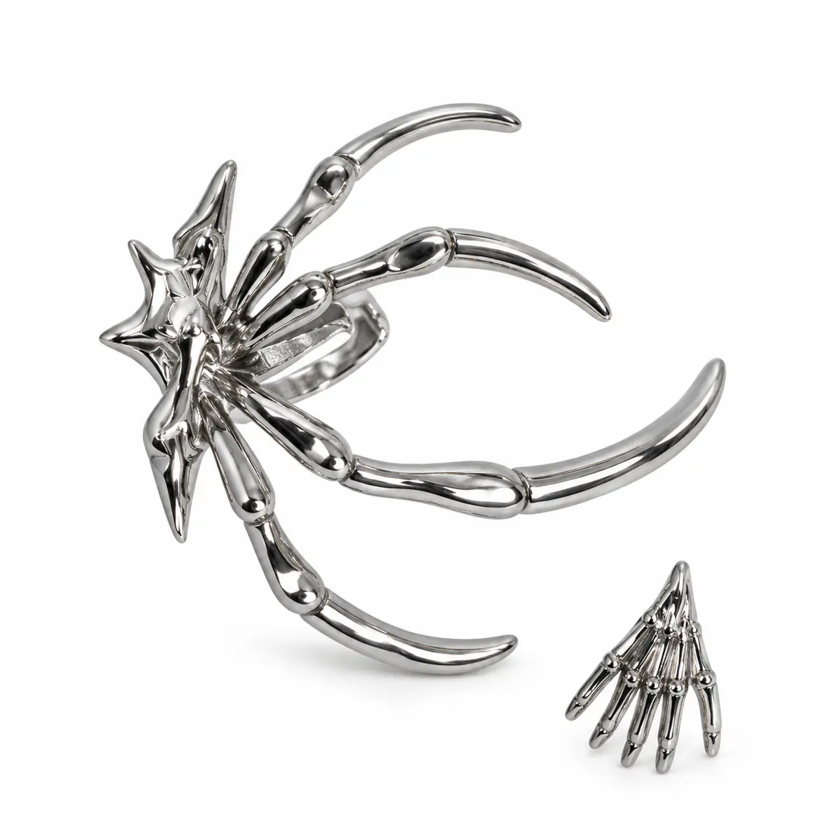 2Pcs Dark Spider & Demon Claw Ear Jewelry Set, No Piercing Ear Cuff & Cartilage Stud Earrings, Edgy Cool Minimalist Women's Earwear - 2-Piece Set - 2 PCS