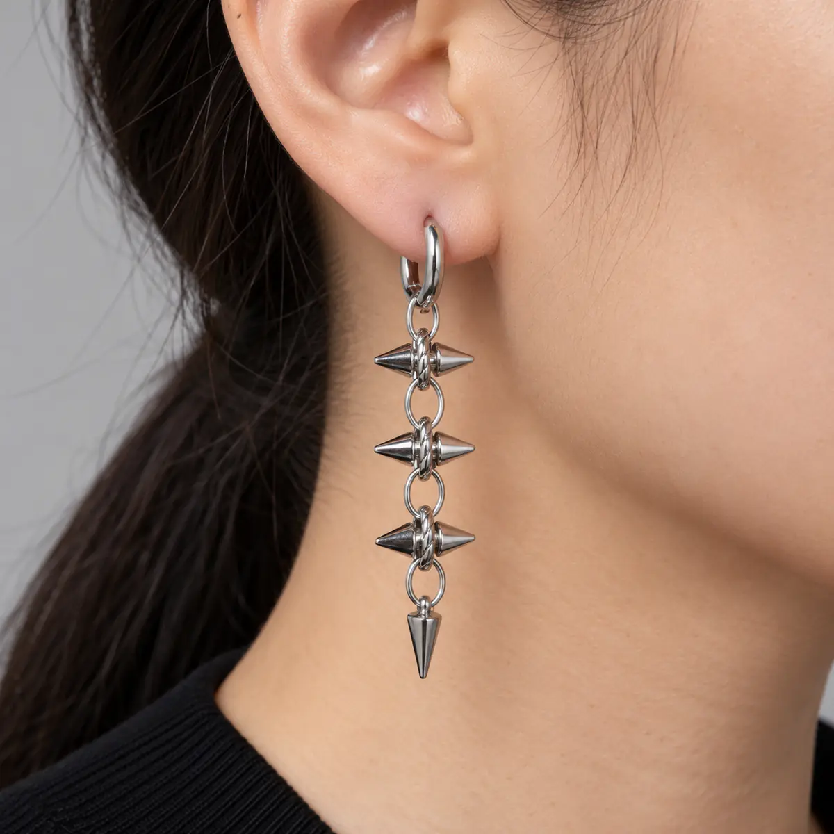 Fade-Resistant Spike Rivet Punk Earrings for Women, Y2K Alt Style, Unique Stud & Hoop Premium Ear Jewelry - product image