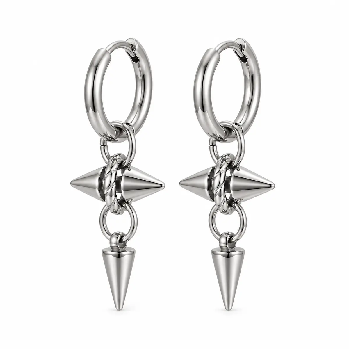 Fade-Resistant Spike Rivet Punk Earrings for Women, Y2K Alt Style, Unique Stud & Hoop Premium Ear Jewelry - 2cm Pendant - 1 Pair (2 PCS)