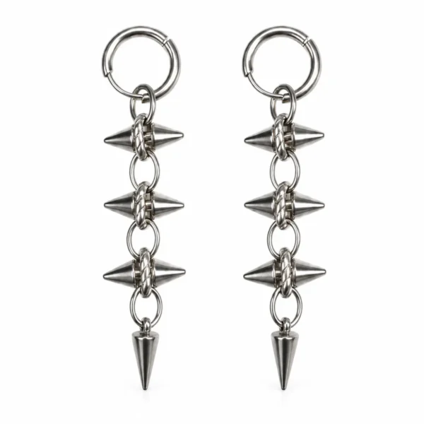 Fade-Resistant Spike Rivet Punk Earrings for Women, Y2K Alt Style, Unique Stud & Hoop Premium Ear Jewelry