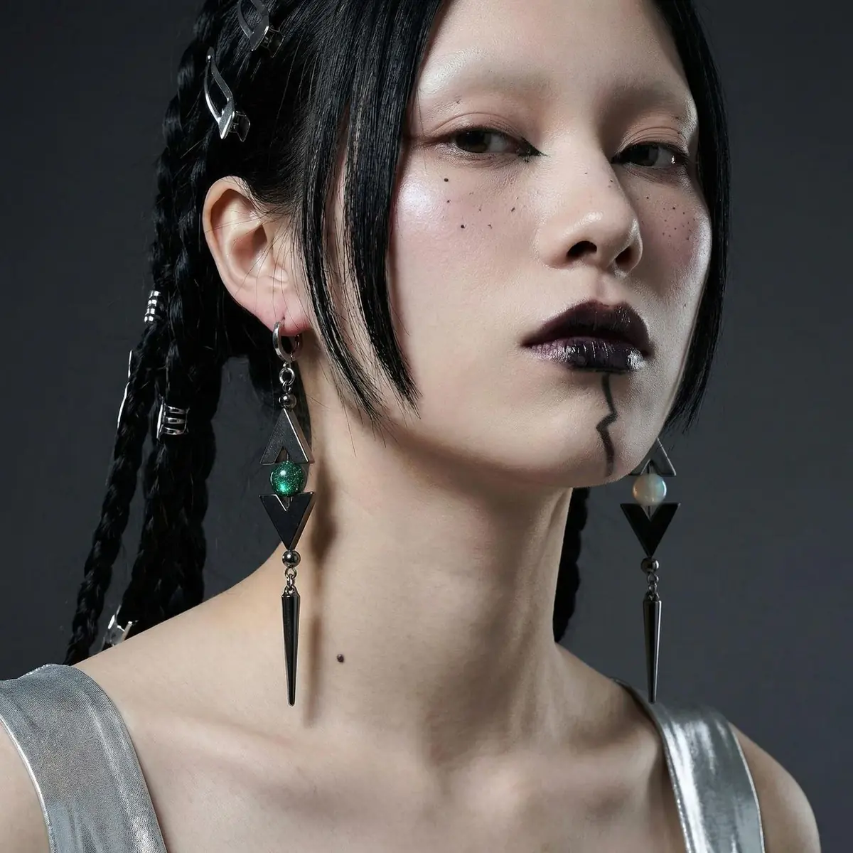Vibrant Spike Rivet Punk Earrings for Women, Y2K Alt Style, Stud & Hoop Edgy Exaggerated Premium Ear Jewelry - product image