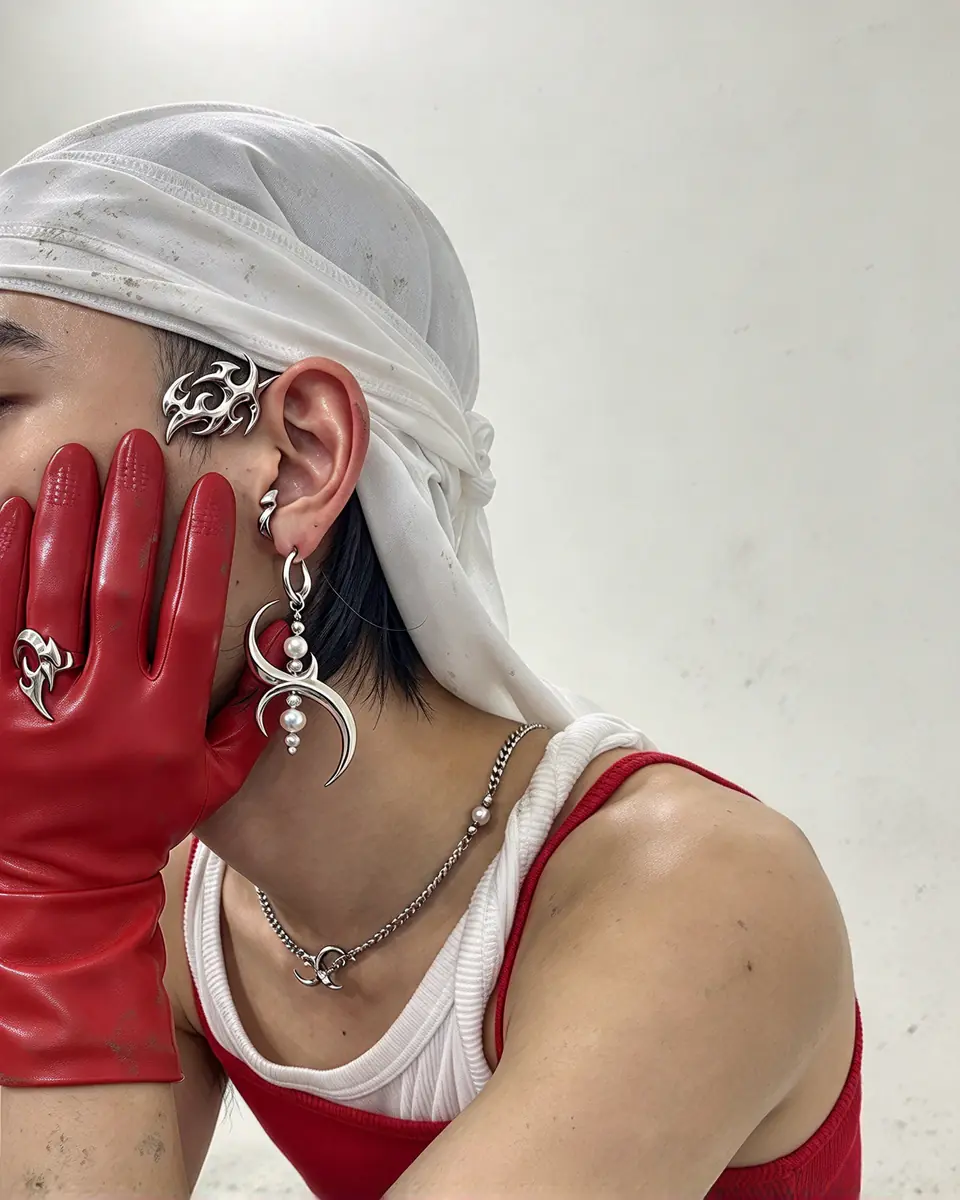 3D Cylinder Symbol Blade Punk Drop Earrings, Exaggerated Design, Unique Ins Aesthetic Edgy Women's Ear Jewelry - product image
