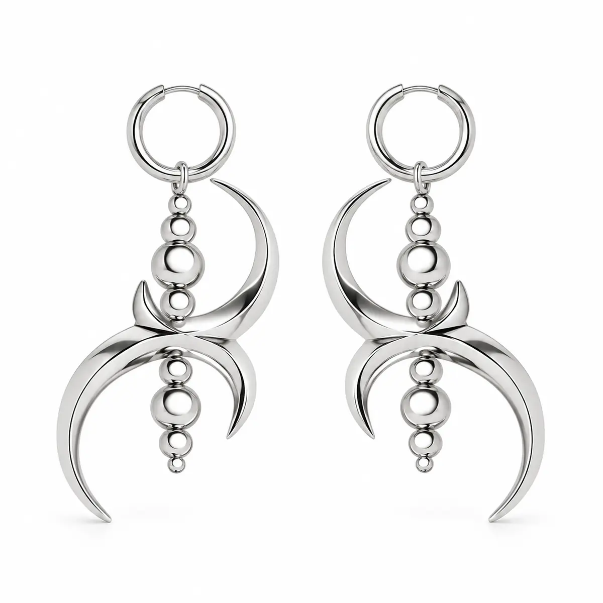 3D Cylinder Symbol Blade Punk Drop Earrings, Exaggerated Design, Unique Ins Aesthetic Edgy Women's Ear Jewelry - 1_Pair
