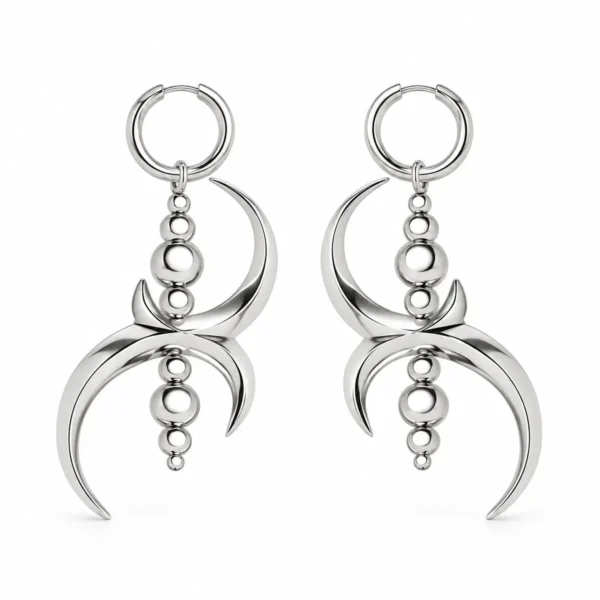 3D Cylinder Symbol Blade Punk Drop Earrings, Exaggerated Design, Unique Ins Aesthetic Edgy Women’s Ear Jewelry