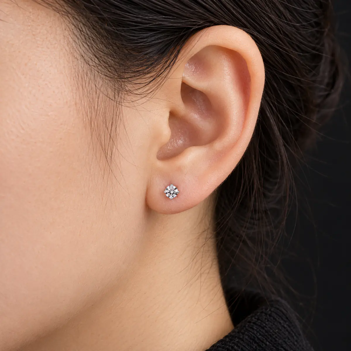 Threadless Push-In Stainless Steel Piercing Studs, Punk Crystal Inlaid, Hypoallergenic Ear Lip Stud European Style Body Jewelry - product image