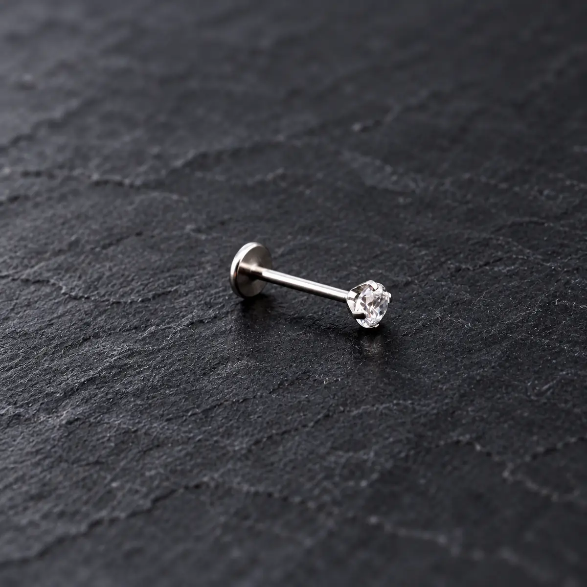 Threadless Push-In Stainless Steel Piercing Studs, Punk Crystal Inlaid, Hypoallergenic Ear Lip Stud European Style Body Jewelry - product image