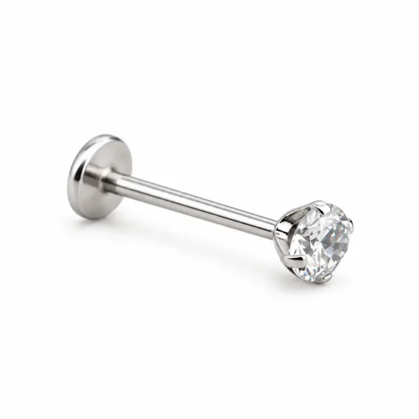 Threadless Push-In Stainless Steel Piercing Studs, Punk Crystal Inlaid, Hypoallergenic Ear Lip Stud European Style Body Jewelry
