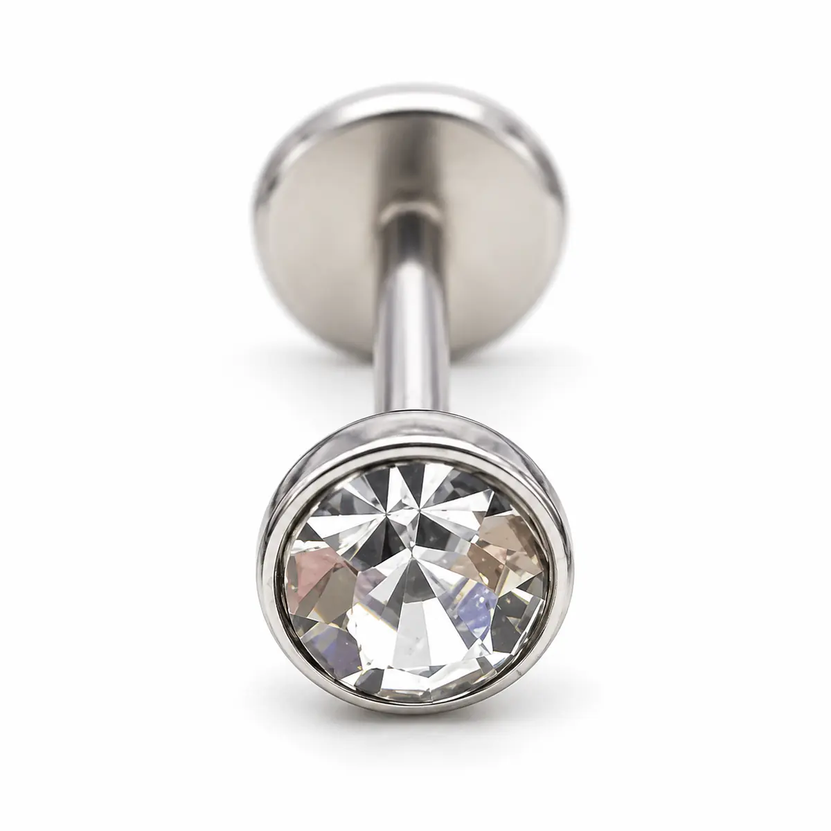 0.8mm Threadless Flat Back Stainless Steel Piercing Studs, Sparkling Tiny CZ Zircon, Healing Friendly Ear Lip Conch Cartilage Jewelry - White 0.8/8mm