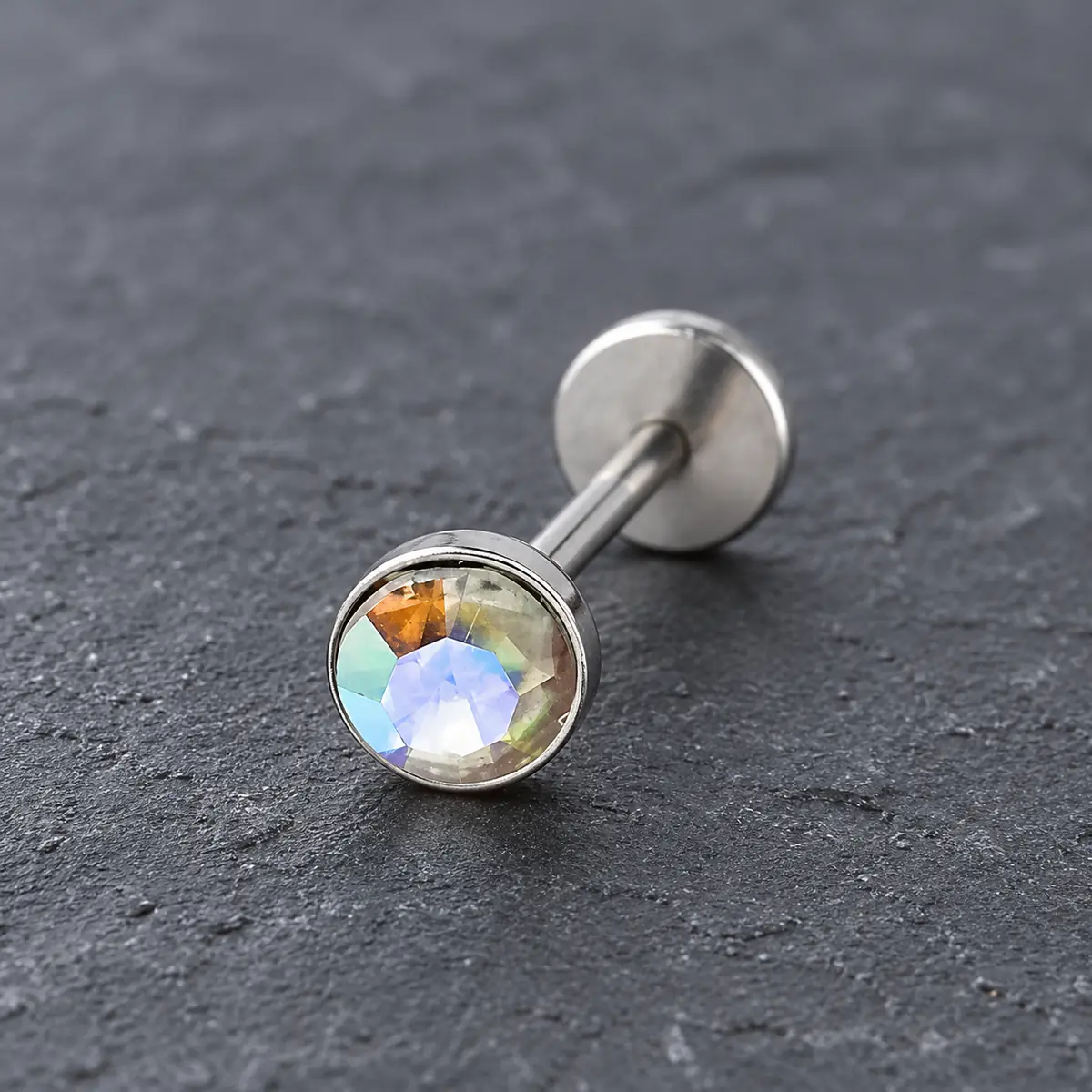 0.8mm Threadless Flat Back Stainless Steel Piercing Studs, Sparkling Tiny CZ Zircon, Healing Friendly Ear Lip Conch Cartilage Jewelry - product image