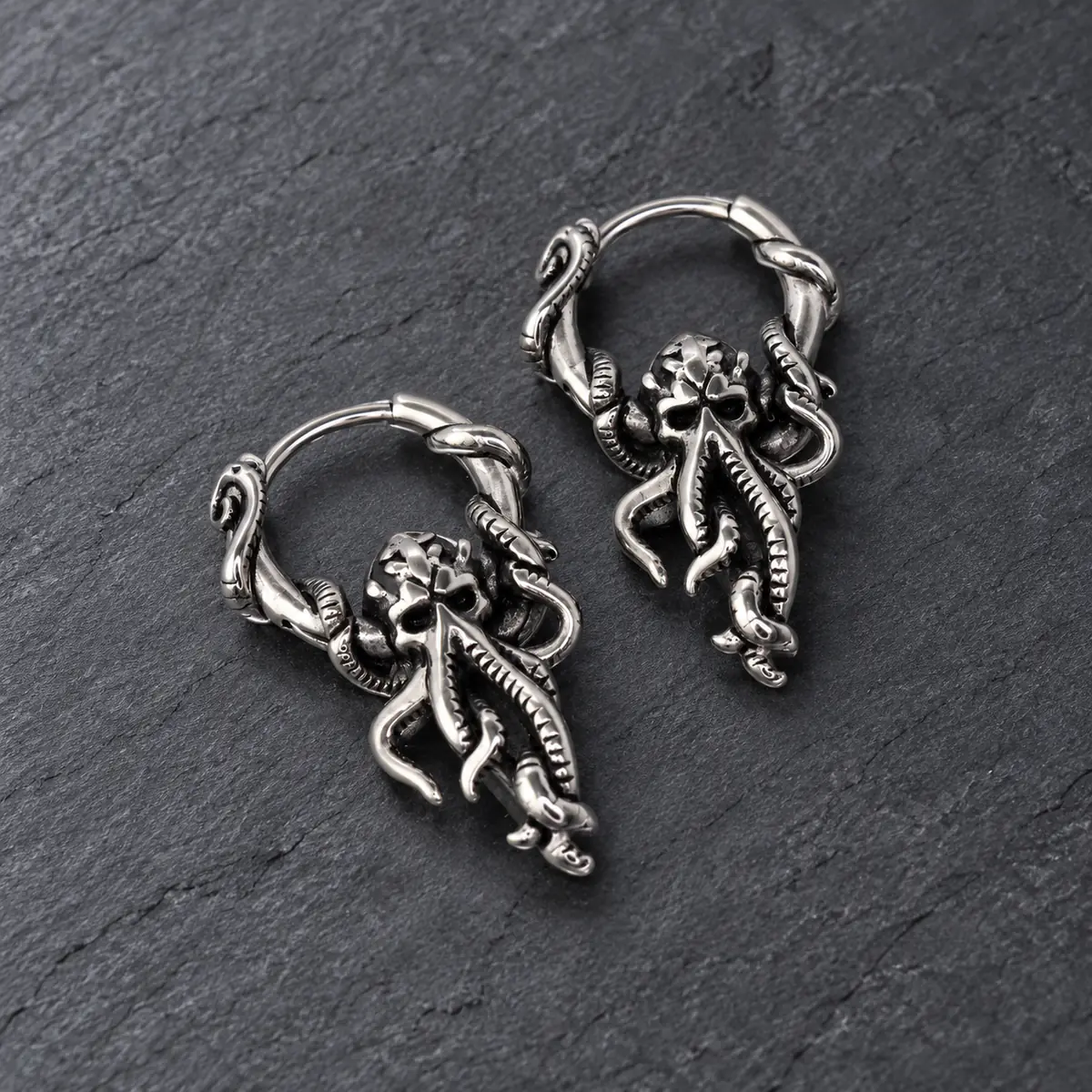 Great Old Ones 3D Cthulhu Tentacle Drop Earrings, Stainless Steel, Dark Gothic Punk Halloween Alternative Ear Jewelry - product image