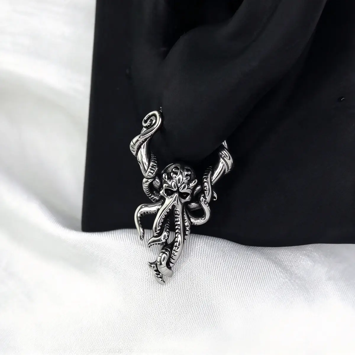 Great Old Ones 3D Cthulhu Tentacle Drop Earrings, Stainless Steel, Dark Gothic Punk Halloween Alternative Ear Jewelry - product image