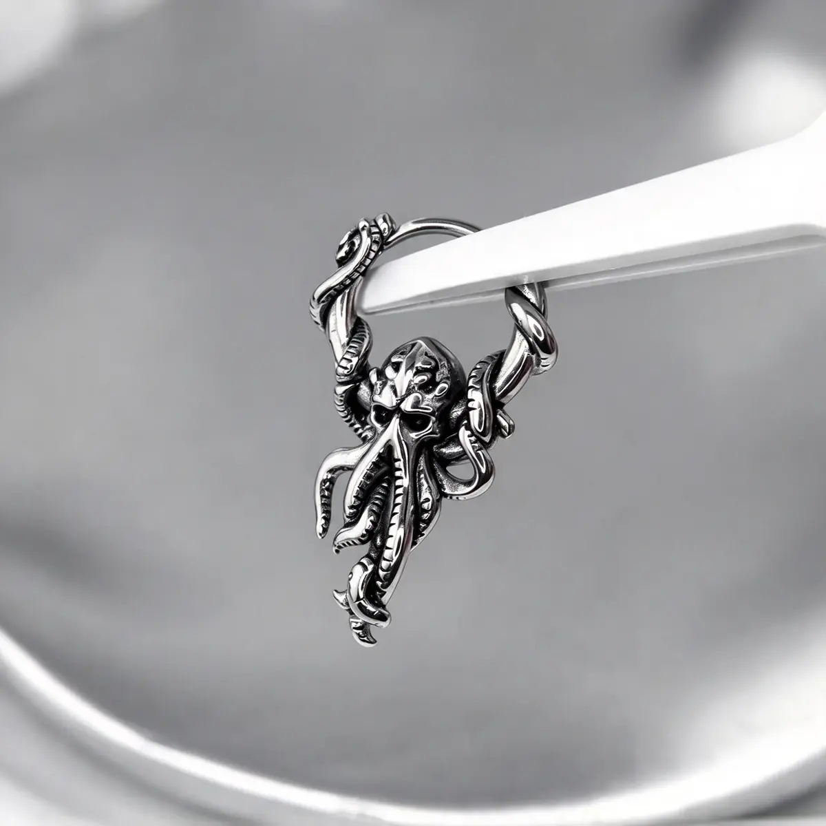 Great Old Ones 3D Cthulhu Tentacle Drop Earrings, Stainless Steel, Dark Gothic Punk Halloween Alternative Ear Jewelry - product image